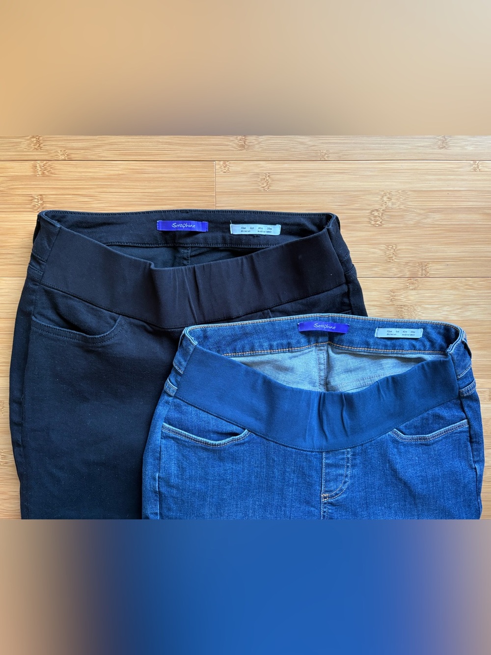 Seraphine Maternity Jeggings / Skinny Jeans Bundle (Black & Blue) - Size 6 EUC